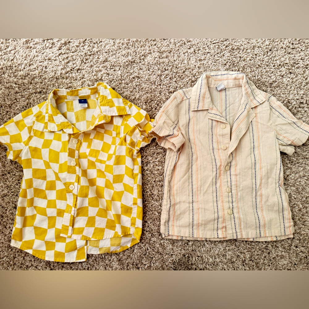 Old Navy Kids Yellow and Beige Button Down Shirts